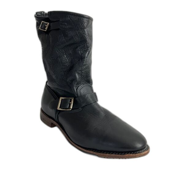 Vintage Shoe Company Leather Boots Size 11M Black Slouchy Mid Calf USA - Picture 1 of 12